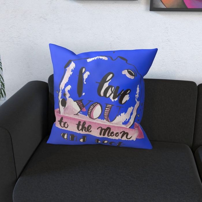 Cushion - I Love You To The Moon - Blue - printonitshop