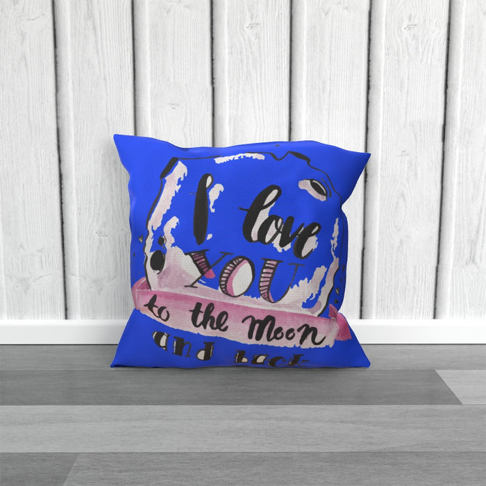 Cushion - I Love You To The Moon - Blue - printonitshop