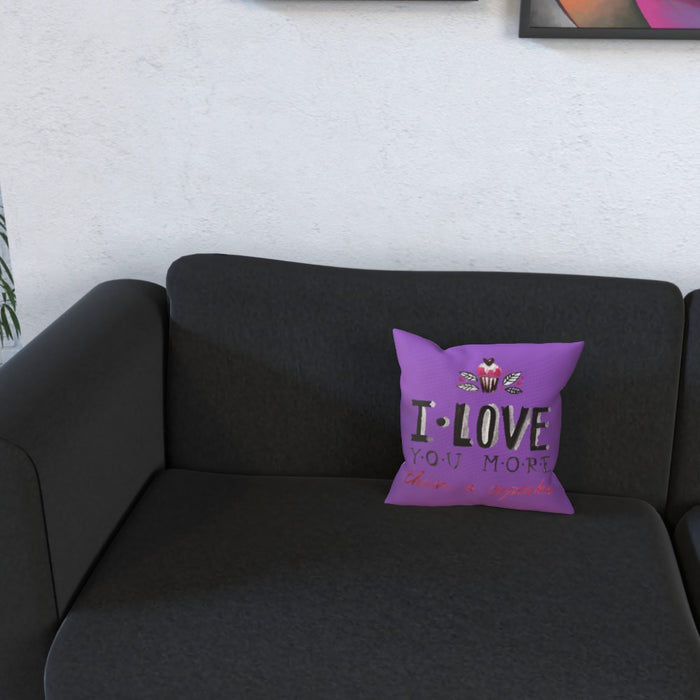 Cushion - I Love You More Thank Cupcakes - Purple - printonitshop