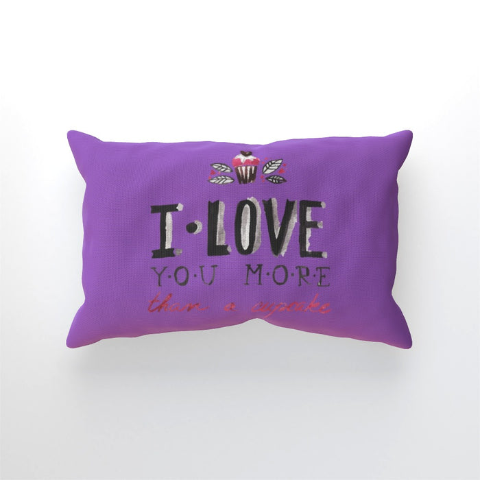 Cushion - I Love You More Thank Cupcakes - Purple - printonitshop