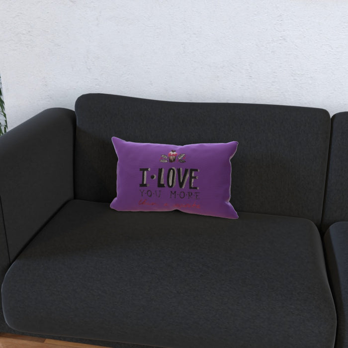 Cushion - I Love You More Thank Cupcakes - Purple - printonitshop