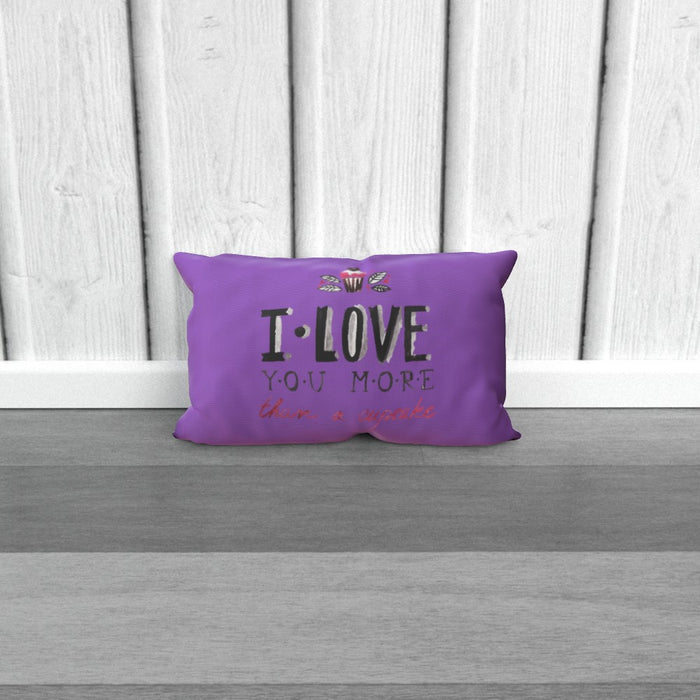 Cushion - I Love You More Thank Cupcakes - Purple - printonitshop