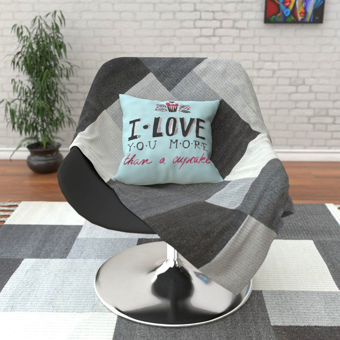 Cushion - I Love You More Thank Cupcakes - Pale Blue - printonitshop