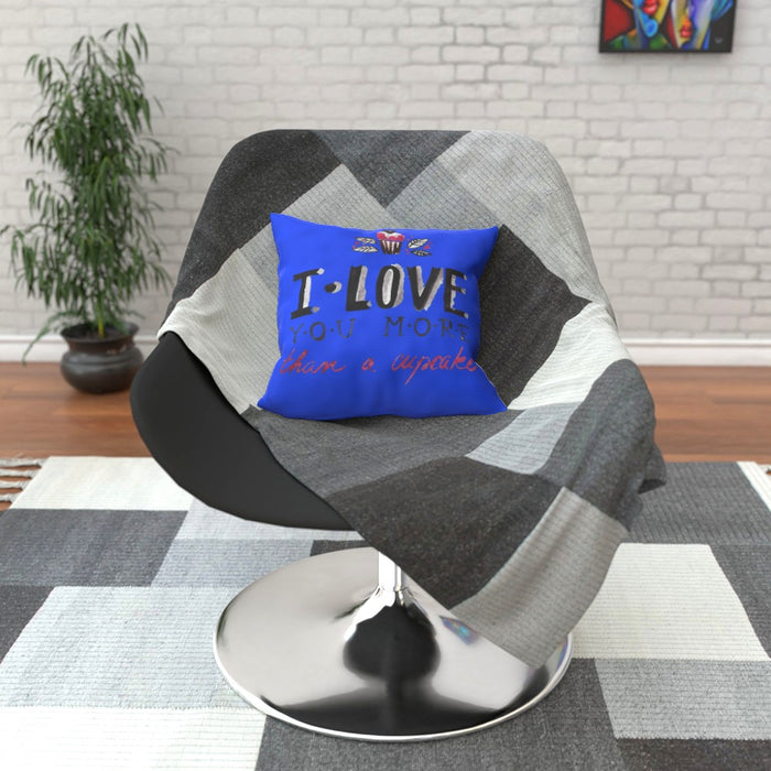 Cushion - I Love You More Thank Cupcakes - Blue - printonitshop