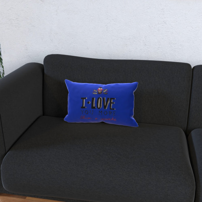 Cushion - I Love You More Thank Cupcakes - Blue - printonitshop