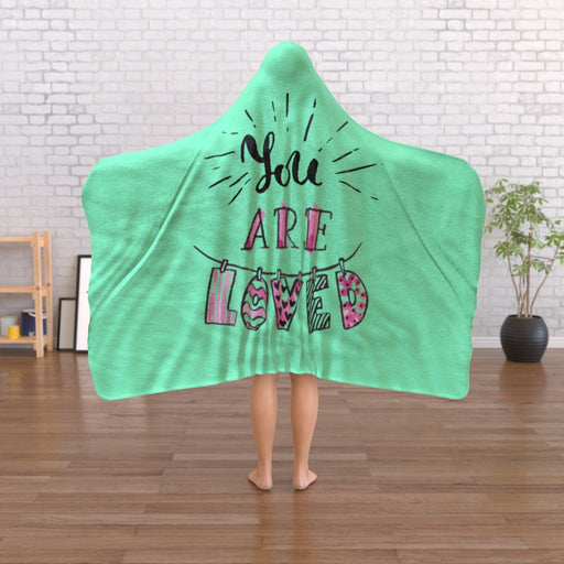 Hooded Blanket - You Are Loved - Green Zest - printonitshop