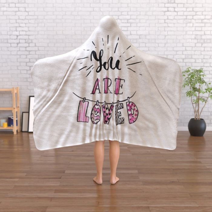 Hooded Blanket - You Are Loved - Cream - printonitshop