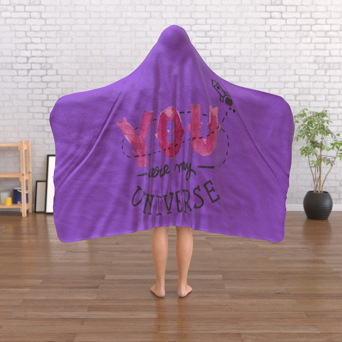 Hooded Blanket - You Are My Universe - Purple - printonitshop