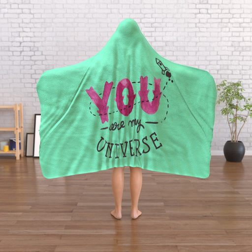 Hooded Blanket - You Are My Universe - Green Zest - printonitshop