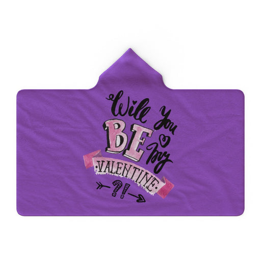 Hooded Blanket - Will You Be My Valentine - Purple - printonitshop