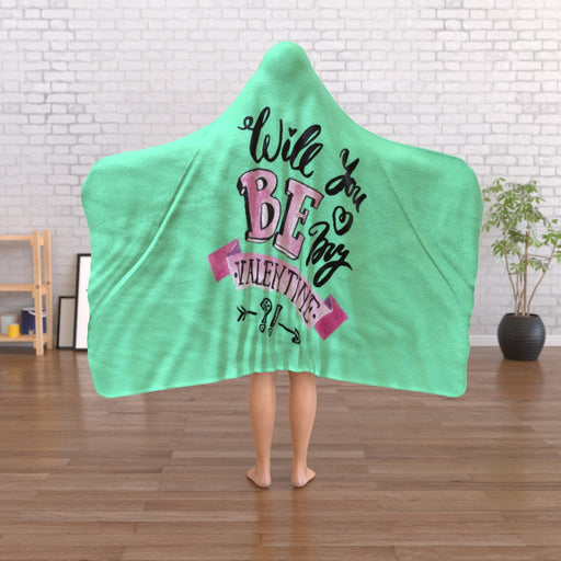 Hooded Blanket - Will You Be My Valentine - Green Zest - printonitshop