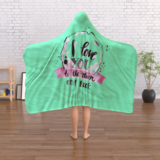 Hooded Blanket - Love you to the Moon - Green Zest - printonitshop