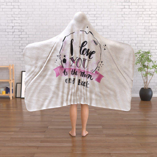 Hooded Blanket - Love you to the Moon - Cream - printonitshop