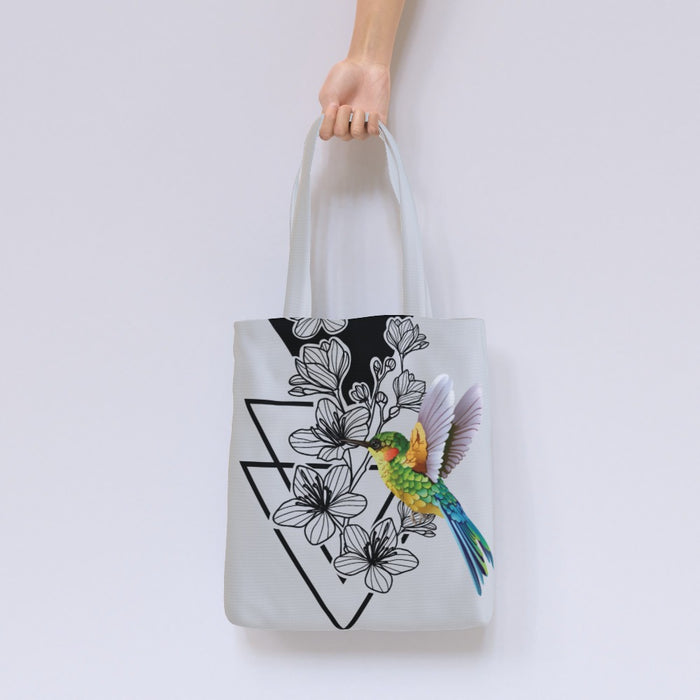 Tote Bag - Hummingbird and Flowers - printonitshop