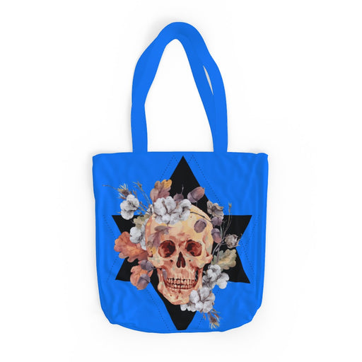 Tote Bag - Skull and Flowers Blue - printonitshop