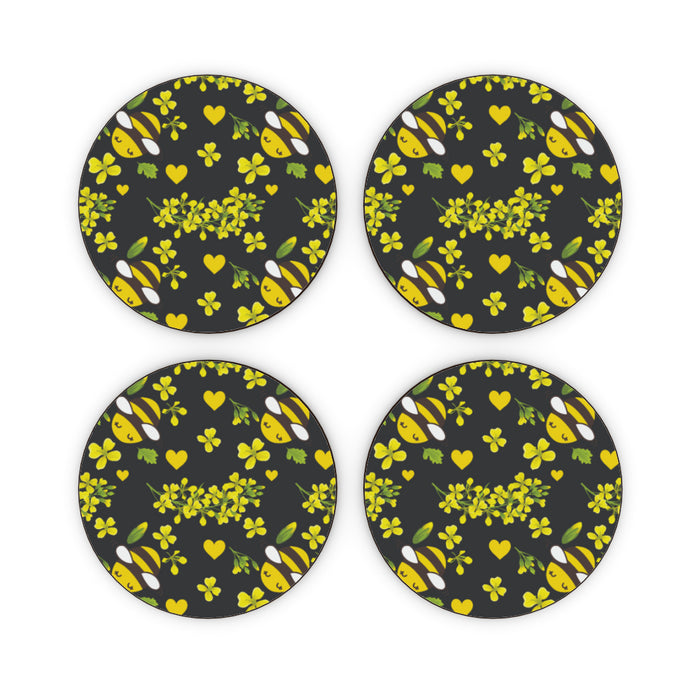 Coasters - Bees on Black - printonitshop