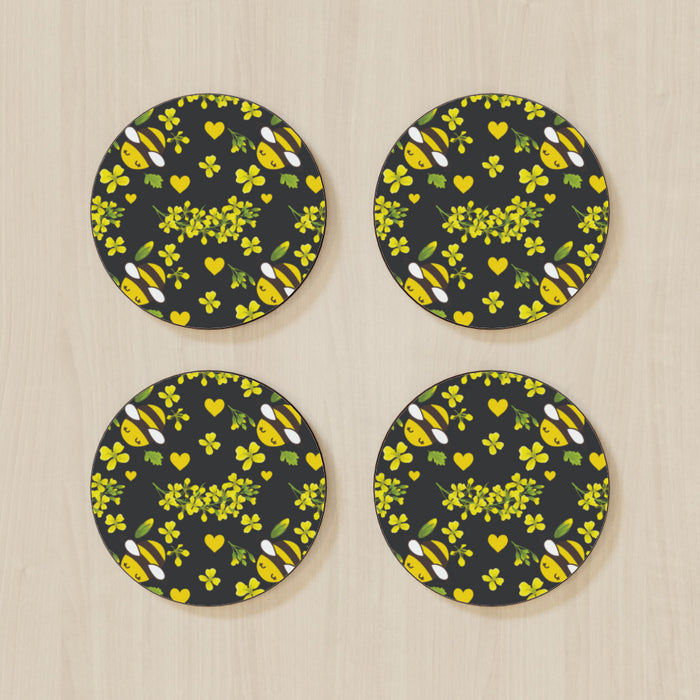 Coasters - Bees on Black - printonitshop