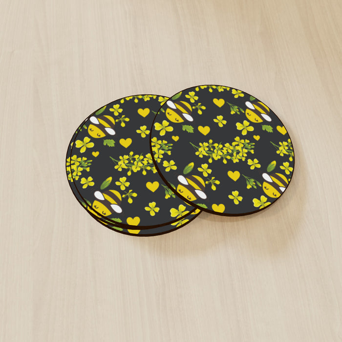 Coasters - Bees on Black - printonitshop