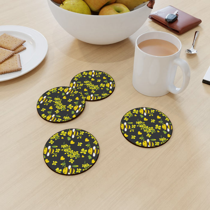 Coasters - Bees on Black - printonitshop