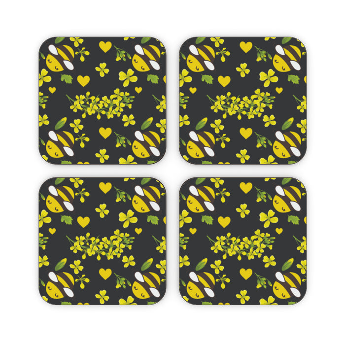 Coasters - Bees on Black - printonitshop