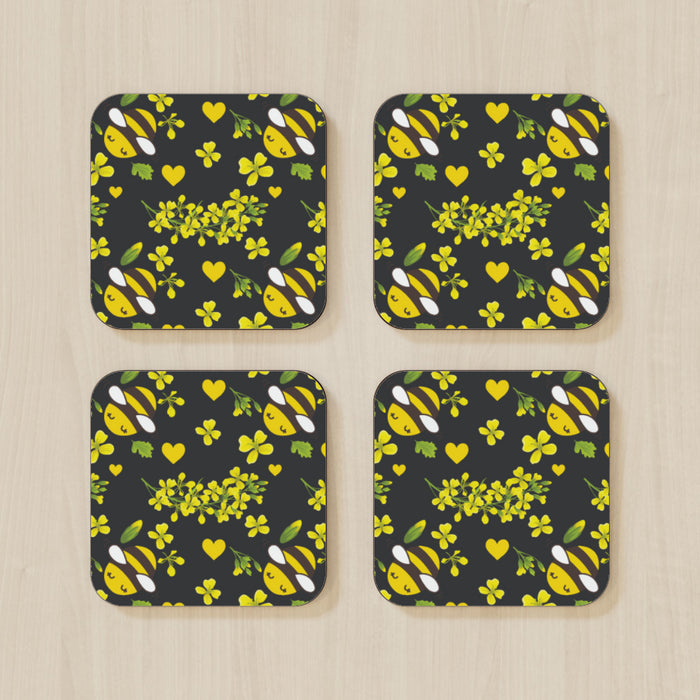 Coasters - Bees on Black - printonitshop