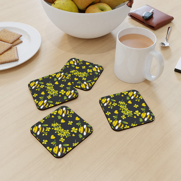 Coasters - Bees on Black - printonitshop