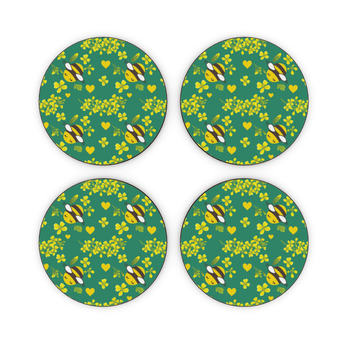 Coasters - Bees on Green - printonitshop