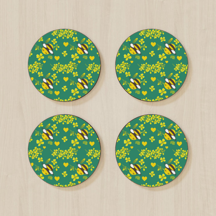 Coasters - Bees on Green - printonitshop