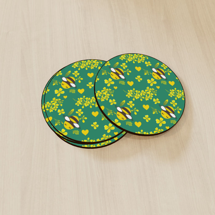 Coasters - Bees on Green - printonitshop