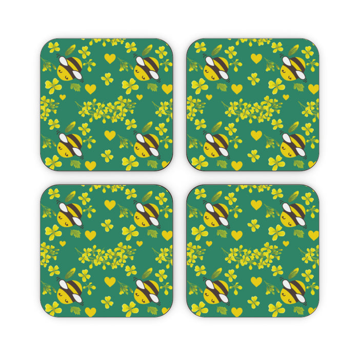 Coasters - Bees on Green - printonitshop