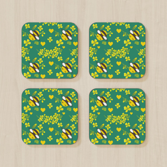 Coasters - Bees on Green - printonitshop