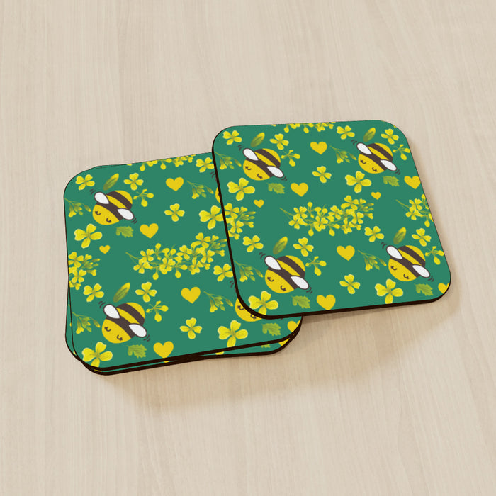 Coasters - Bees on Green - printonitshop