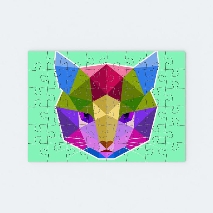 Jigsaw - Geometric Cat Face - printonitshop