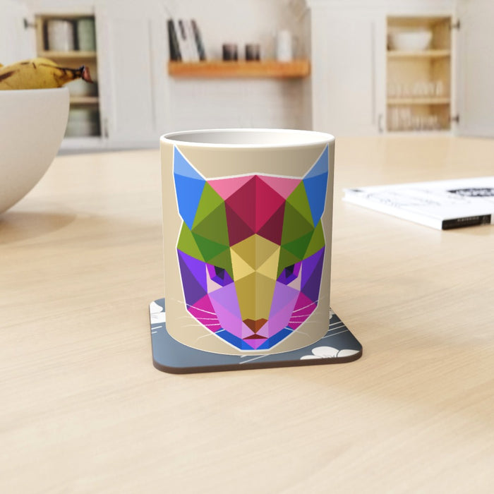 11oz Ceramic Mug - Geometric Cat Face - printonitshop