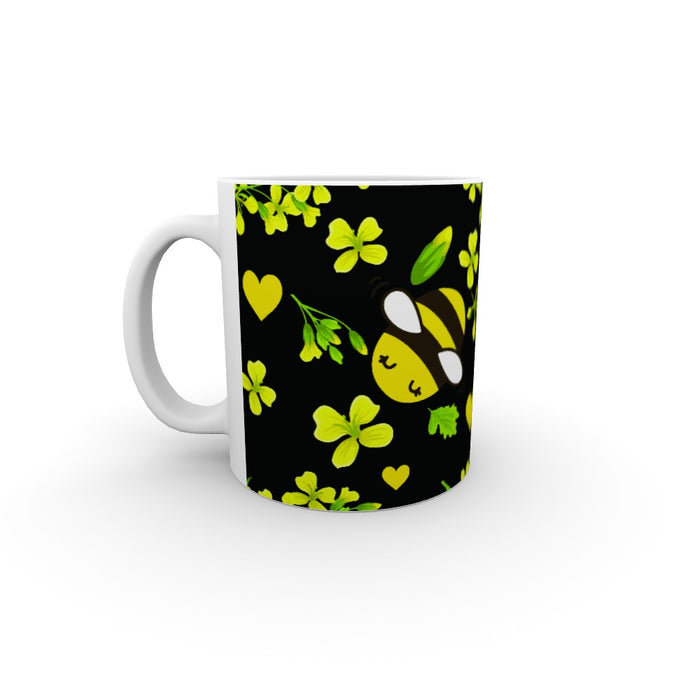 11oz Ceramic Mug - Bees on Black - printonitshop