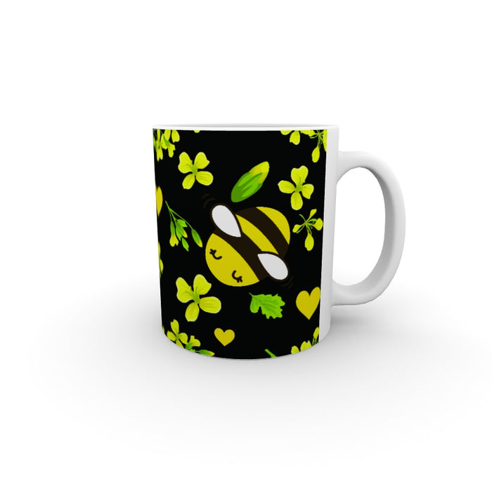 11oz Ceramic Mug - Bees on Black - printonitshop