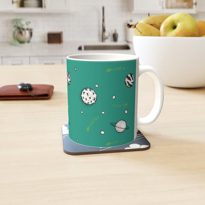 11oz Ceramic Mug - Planets Teal - printonitshop