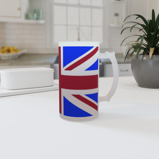 16oz Frosted Glass Stein - Union Jack - printonitshop