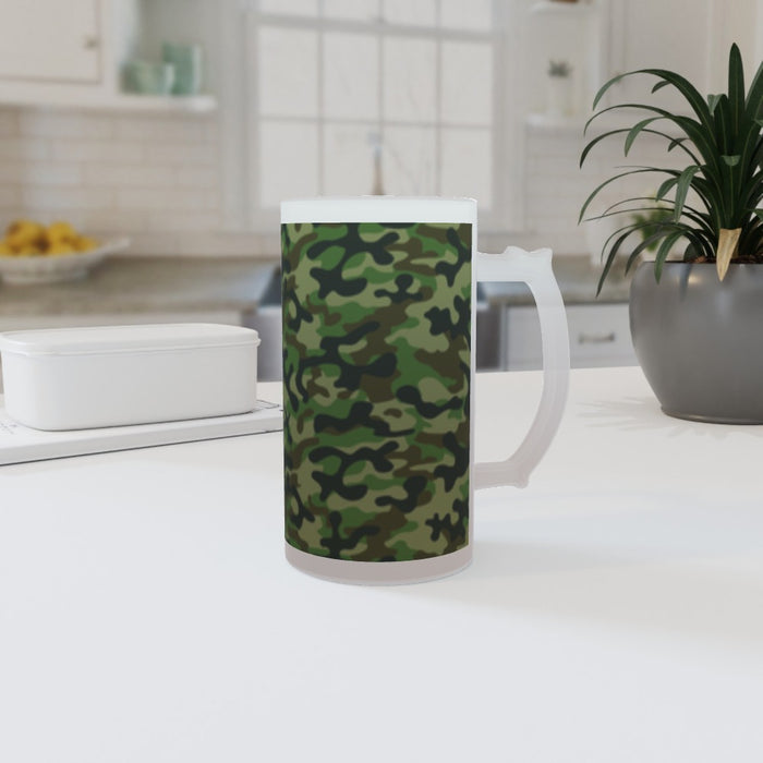 16oz Frosted Glass Stein - Camo Green - printonitshop