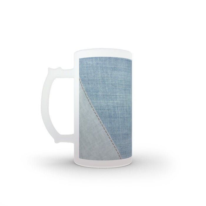 16oz Frosted Glass Stein - Denim Heart - printonitshop