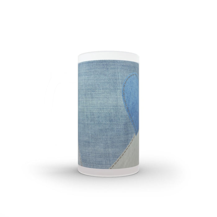 16oz Frosted Glass Stein - Denim Heart - printonitshop